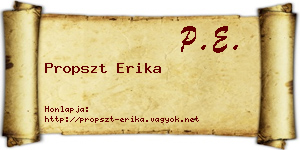 Propszt Erika névjegykártya